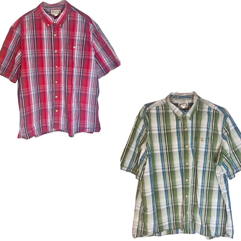 Duluth Trading Co Bundle of Two Plaid Cotton Casual Preppy Gorpcore Shirts 2XL